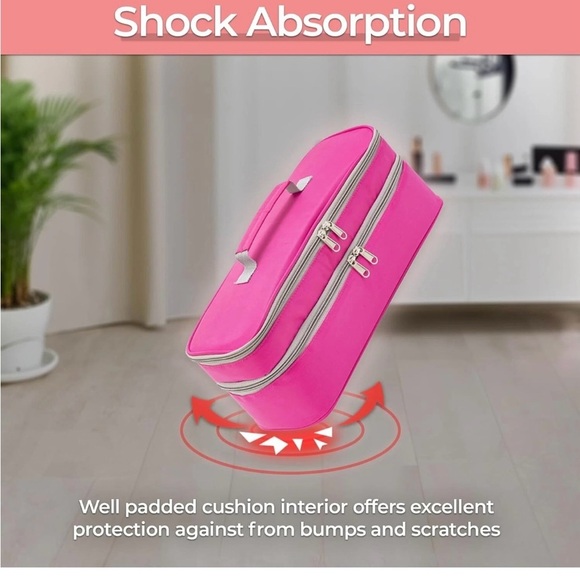 Pink Cosmetic Bag with Double Zipper - Picture 7 of 7